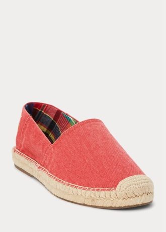 Tênis casual Ralph Lauren Cevio Washed Canvas masculino vermelho