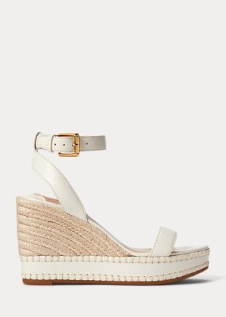 Espadrille Ralph Lauren Hilarie de couro branco feminino