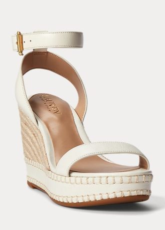 Espadrille Ralph Lauren Hilarie de couro branco feminino