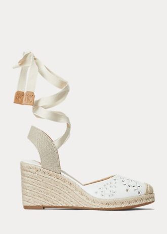Espadrille Ralph Lauren Paislee com ilhós em couro napa branco feminino