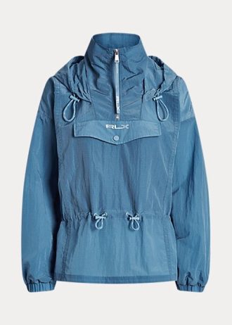 Jaqueta corta-vento Ralph Lauren feminina azul, dobrável, ripstop
