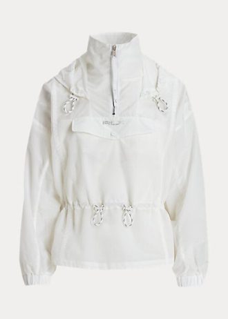 Jaqueta corta-vento Ralph Lauren feminina branca e dobrável em ripstop