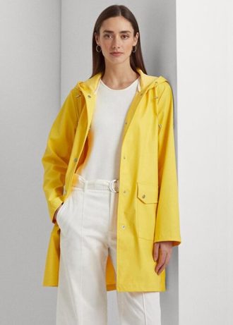 Jaqueta impermeável com capuz Ralph Lauren amarela feminina
