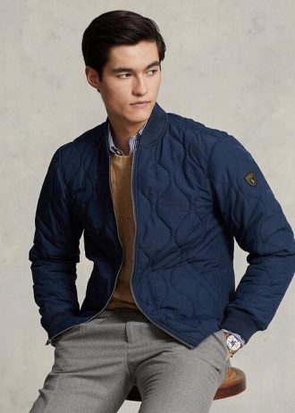 Jaquetas bomber acolchoadas Ralph Lauren masculinas azuis