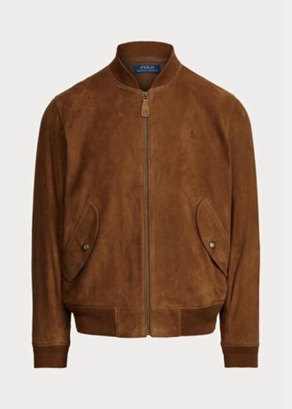 Jaquetas bomber de camurça Ralph Lauren masculinas marrons
