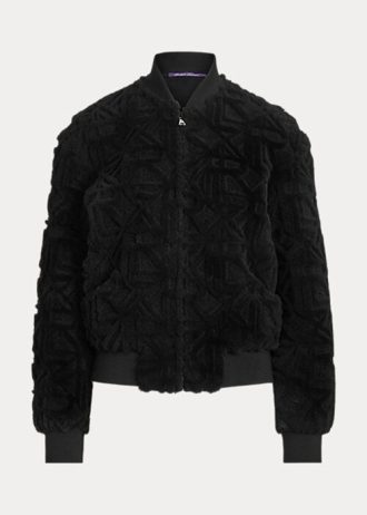 Jaquetas bomber pretas Ralph Lauren Raygan Shearling para mulheres
