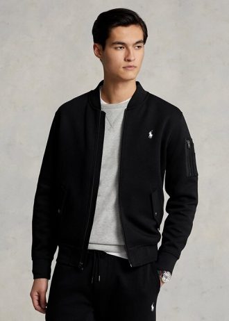 Jaquetas bomber Ralph Lauren Double-Knit pretas masculinas