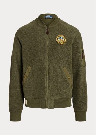 Jaquetas bomber Ralph Lauren masculinas de lã escovada verde