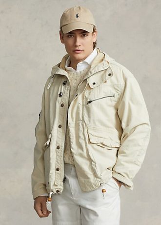 Jaquetas com capuz Ralph Lauren Herringbone masculinas creme