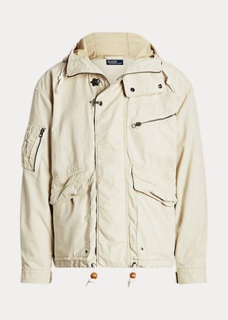 Jaquetas com capuz Ralph Lauren Herringbone masculinas creme