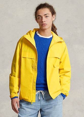 Jaquetas com capuz repelentes de água Ralph Lauren masculinas amarelas