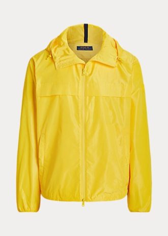Jaquetas com capuz repelentes de água Ralph Lauren masculinas amarelas