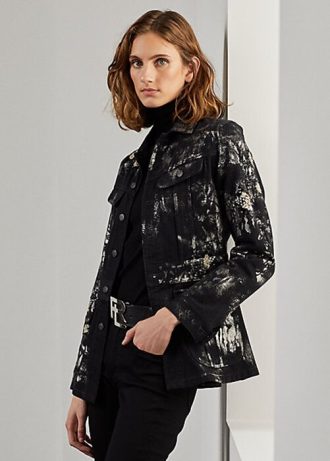 Jaquetas de campanha jeans com detalhes Bacall da Ralph Lauren para mulheres pretas