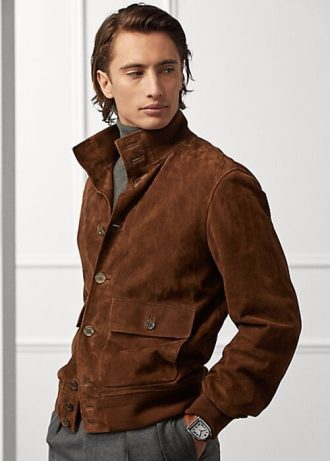 Jaquetas de camurça Ralph Lauren Hayworth masculinas marrons