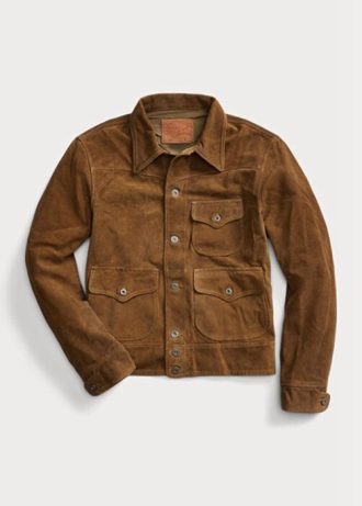 Jaquetas de camurça Ralph Lauren Roughout masculinas marrons