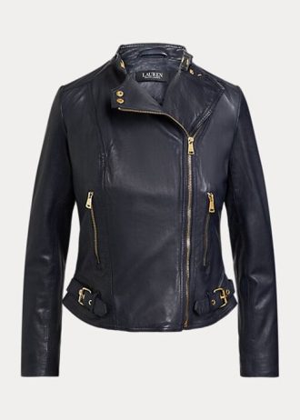 Jaquetas de couro Ralph Lauren Motocicleta Azul Marinho Femininas