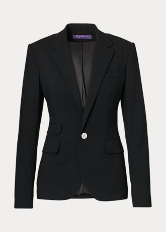 Jaquetas de lã elástica Ralph Lauren Parker femininas pretas