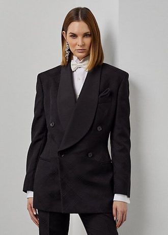 Jaquetas de smoking Ralph Lauren Gregory Jacquard pretas femininas