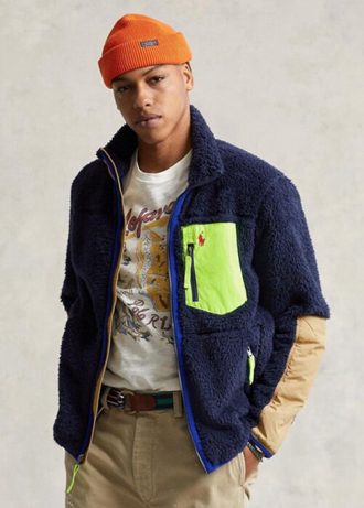 Jaquetas híbridas corta-vento Ralph Lauren masculinas azul-marinho