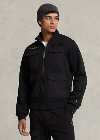 Jaquetas híbridas repelentes de água Ralph Lauren masculinas pretas