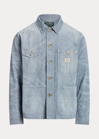Jaquetas jeans Ralph Lauren Micro-Check Indigo masculinas azuis