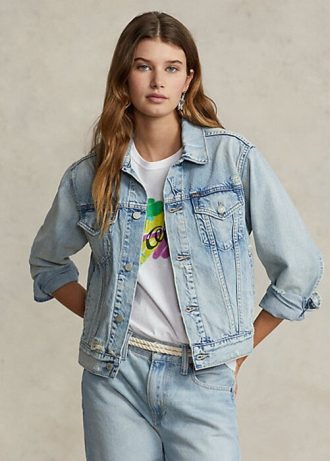 Jaquetas jeans Ralph Lauren Trucker femininas azuis