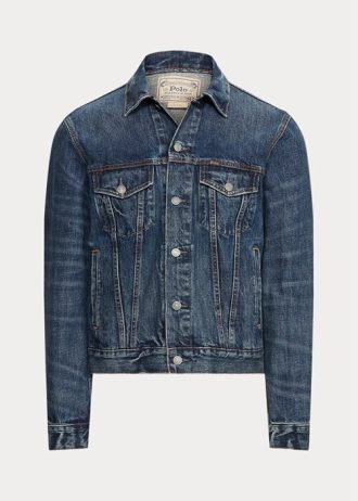 Jaquetas jeans Ralph Lauren Trucker masculinas azuis