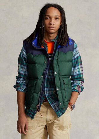 Jaquetas masculinas Ralph Lauren Western com capuz e penas repelentes à água