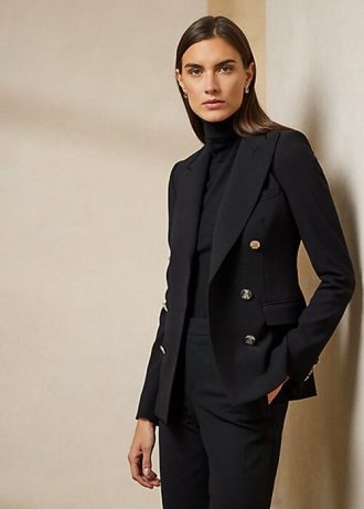 Jaquetas Ralph Lauren Camden de lã mista pretas para mulheres