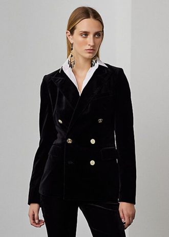 Jaquetas Ralph Lauren Camden Velvet Femininas Pretas