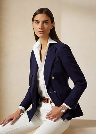Jaquetas Ralph Lauren Camden Wool Crepe Femininas Azul Marinho