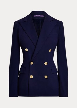 Jaquetas Ralph Lauren Camden Wool Crepe Femininas Azul Marinho