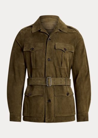 Jaquetas Ralph Lauren de camurça com cinto masculinas verde-oliva