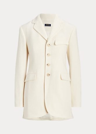 Jaquetas Ralph Lauren de lã mista em espinha de peixe femininas creme