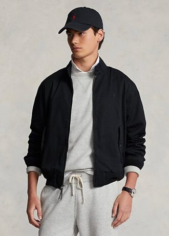 Jaquetas Ralph Lauren de sarja de algodão pretas masculinas