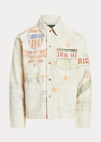 Jaquetas Ralph Lauren Denim Graphic Painter Masculinas Creme