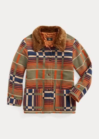 Jaquetas Ralph Lauren Feminino Laranja com Gola de Carneiro e Jacquard