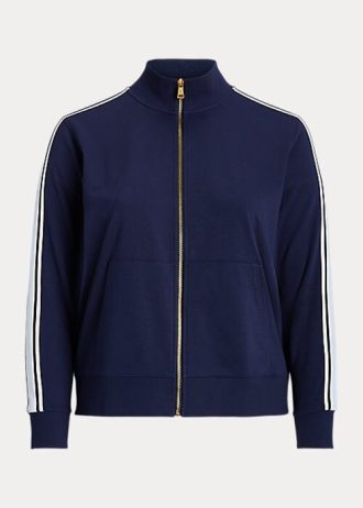 Jaquetas Ralph Lauren French Terry com zíper completo para mulheres da Marinha