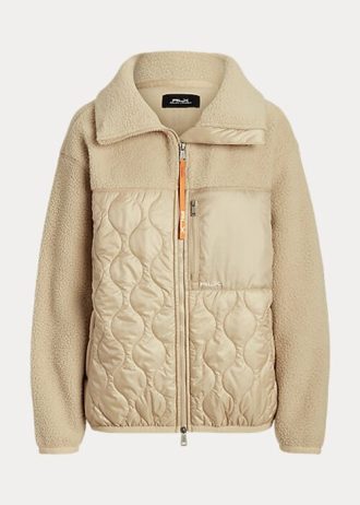 Jaquetas Ralph Lauren híbridas bege com pelo alto e painel ripstop para mulheres