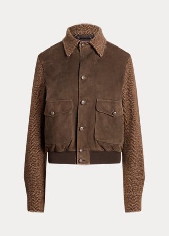 Jaquetas Ralph Lauren Hugh Lamb-Suede e Herringbone Marrons Femininas