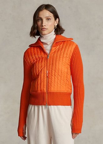 Jaquetas Ralph Lauren Hybrid Funnelneck Femininas Laranja