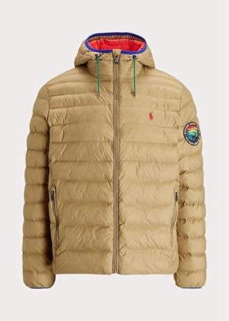 Jaquetas Ralph Lauren Masculinas Cáqui Dobráveis  e Repelentes de Água