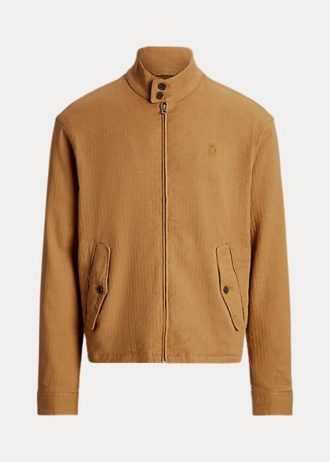 Jaquetas Ralph Lauren masculinas cáqui, sarja espinha de peixe, mistura de linho