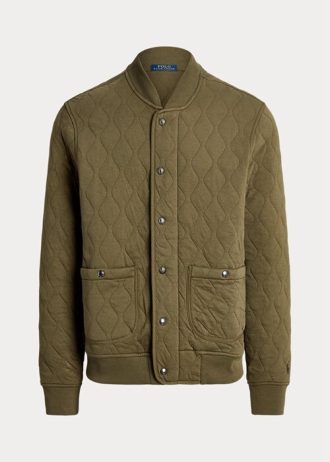 Jaquetas Ralph Lauren Masculinas de Jersey Acolchoadas de Luxo Verde Oliva