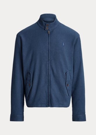 Jaquetas Ralph Lauren Masculinas em Sarja com Espinha de Peixe e Mistura de Linho Azul