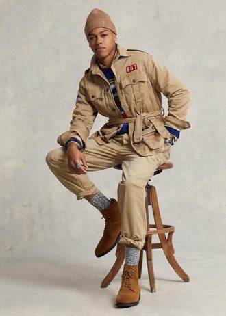 Jaquetas Ralph Lauren Masculinas Marrons de Sarja com Cinto