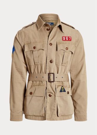 Jaquetas Ralph Lauren Masculinas Marrons de Sarja com Cinto