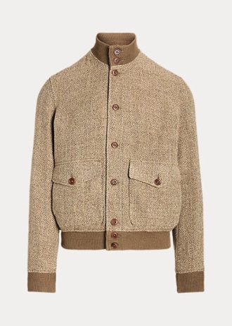 Jaquetas Ralph Lauren Masculinas Marrons de Tweed em Mistura de Linho
