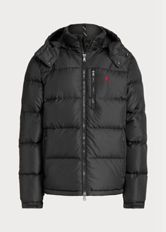 Jaquetas Ralph Lauren masculinas pretas e repelentes à água