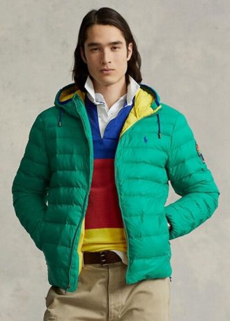 Jaquetas Ralph Lauren Masculinas Verdes Repelentes de Água Dobráveis